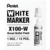 100W, Permanent Marker, White, Broad, Bullet Tip, 12 Pack thumbnail-2