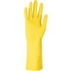 S04 Swift Household, Chemical Resistant Gloves, Yellow, Rubber, Cotton Flocked Liner, Size 6-6.5 thumbnail-2