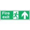 Fire Exit Arrow Up Rigid PVC Sign 450mm x 150mm thumbnail-0