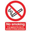 No Smoking it is Against the Law Rigid PVC Sign 148mm x 210mm thumbnail-0