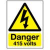 415 Volts Vinyl Danger Sign 150mm x 200mm thumbnail-0