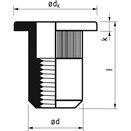 Blind Rivet Nut - Cylindrical - Open Serrated Shank -  Aluminium -3 OCH 25  thumbnail-2