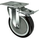 Light to Medium Duty Pressed Steel Castors - Polyurethane Tyred Wheel with Nylon Centre - Ball Journal Bearing thumbnail-0