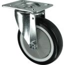 Light to Medium Duty Pressed Steel Castors - Polyurethane Tyred Wheel with Nylon Centre - Ball Journal Bearing thumbnail-3