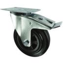Medium Duty Pressed Steel Castors, Rubber Wheel with Polypropylene Centre, Roller Bearing thumbnail-0
