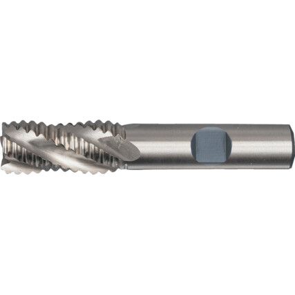 Roughing End Mill, 6mm, Weldon Flat Shank, 4fl, High Speed Steel, Uncoated, M2