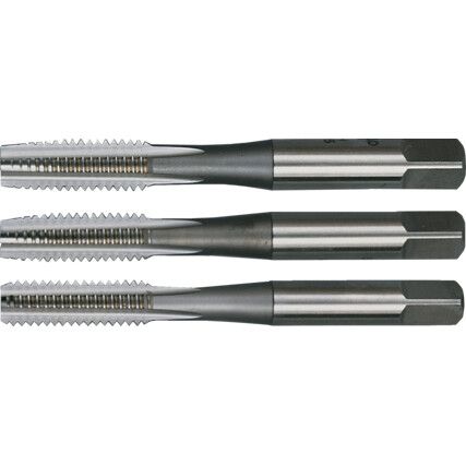Hand Tap Set , 1/4in.  x 28, UNF, High Speed Steel, Bright, Set of 3
