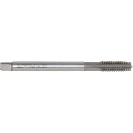 Second Tap, 10mm x 1.5mm, Straight Flute Extension, Metric Coarse, High Speed Steel, Bright