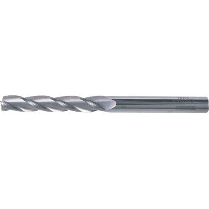 End Mill, Long, 6mm, Plain Round Shank, 3fl, Carbide, Uncoated