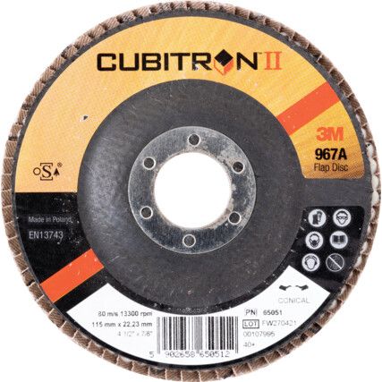 967A, Flap Disc, 65056, 125 x 22.23mm, Flat (Type 27), P80, Cubitron II Ceramic