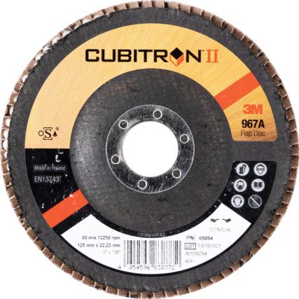 967A, Flap Disc, 65054, 125 x 22.23mm, Flat (Type 27), P40, Cubitron II Ceramic