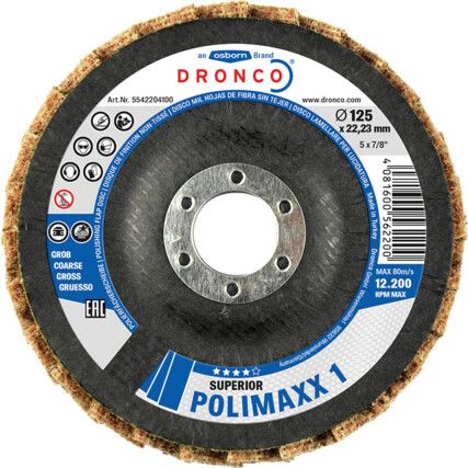 Polimaxx 3, Non-Woven Flap Disc, 115 x 22.23mm, Fine, Conical (Type 29)
