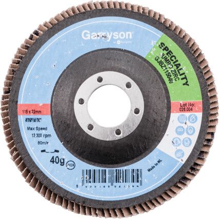 Flap Disc, JBA115060, 115 x 22.23mm, Conical (Type 29), P60, Aluminium Oxide