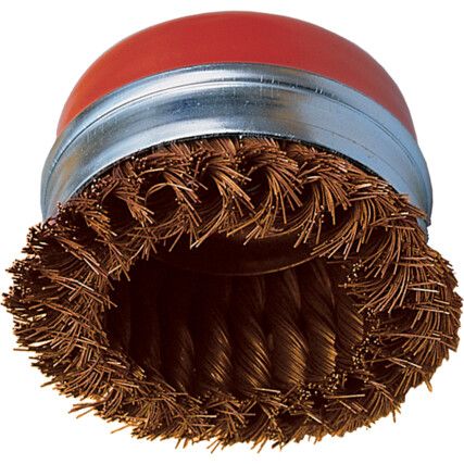100 x 22mm Plain Bore Wire Cup Brush, Brass Coated Steel - Twist Knot 30 SWG