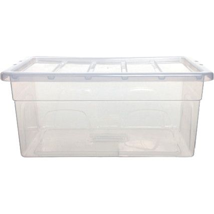 Storage Box with Lid, Clear, 560x250x250mm, 38L
