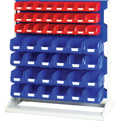 Verso, Louvred Panel/Storage Bins, Steel/Plastic, Light Grey/Blue/Red, 1000x550x1125mm