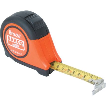 MTB-8-25-M-E, 8m / 26ft, Double-Sided Measuring Tape, Metric and Imperial, Class II