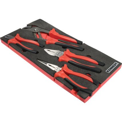 4 Piece Pro-Torq Comfort Grip Pliers Set in 1/3 Foam Inlay for Tool Chests