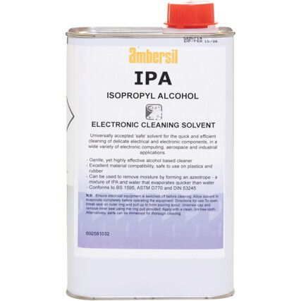 IPA Solvent, Electronic Cleaner, Solvent Based, Tin, 1ltr