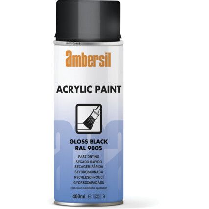 Acrylic Aerosol Spray Paint, Gloss Black- 400ml