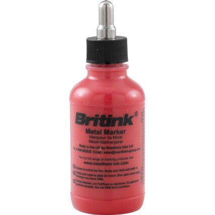 Britink, Metal Marker, Red, Permanent, Ballpoint Tip, Single