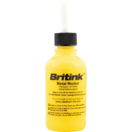 Britink, Metal Marker, Yellow, Permanent, Ballpoint Tip, Single