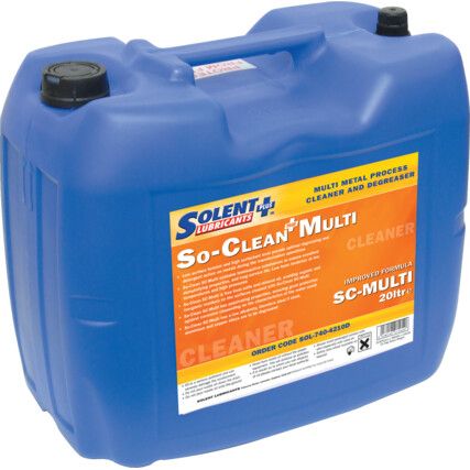 So CleanMulti, Multimetal Process Cleaner, Water Based, Bottle, 20ltr