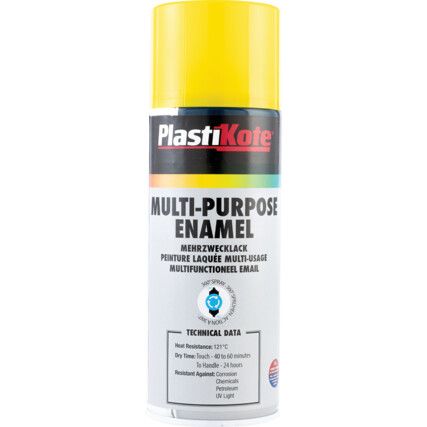 Multi-Purpose Gloss Yellow Enamel Aerosol Paint - 400ml
