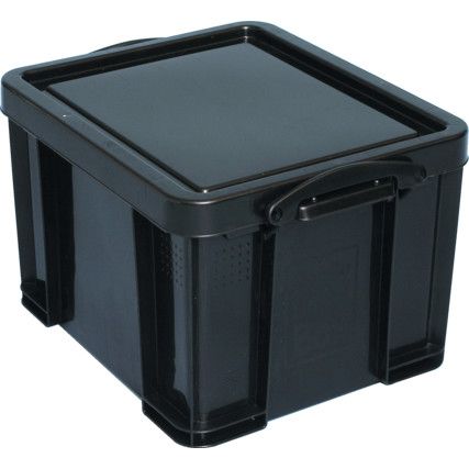 Storage Box with Lid, Plastic, Black, 520x440x310mm, 42L