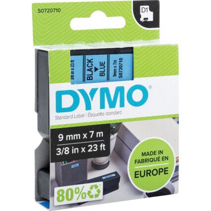 DYMO D1 TAPE 9mm BLACK ON BLUE 40916