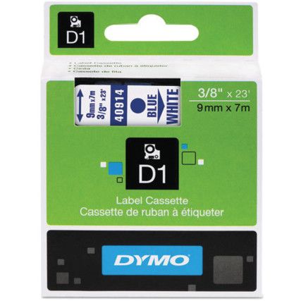 DYMO D1 TAPE 12mm BLUE ON CLEAR 45011