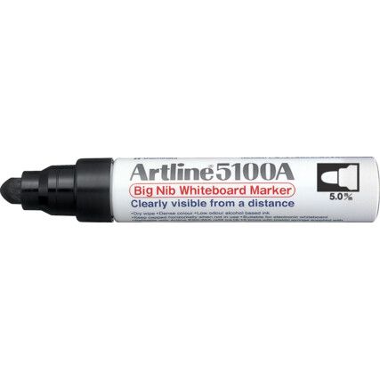 EK5100, Whiteboard Marker, Black, Broad, Non-Permanent, Bullet Tip, Single