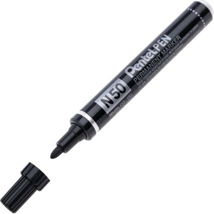 N50, Permanent Marker, Black, Medium, Bullet Tip, 12 Pack