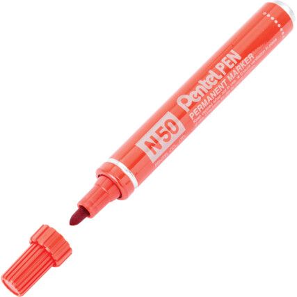 N50, Permanent Marker, Red, Medium, Bullet Tip, 12 Pack
