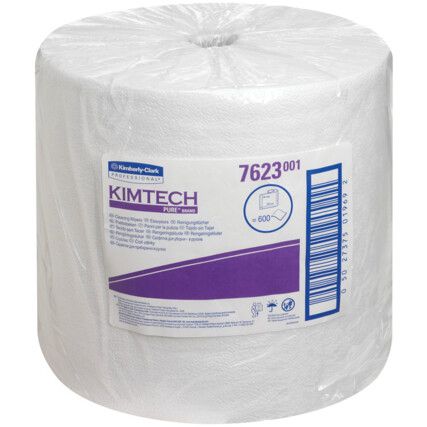 7623 KIMTECH PURE CLEANING WIPERS LGE ROLL WHITE
