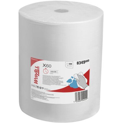 8349 WYPALL X60 CLEANING CLOTHS MULTI-TASK JUMBO ROLL WHITE