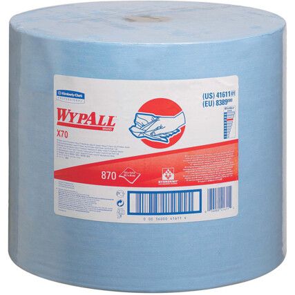 8389 WYPALL X70 WIPER REUSABLE BLUE 1PLY 34x31.5cm (ROLL-870 SHT)