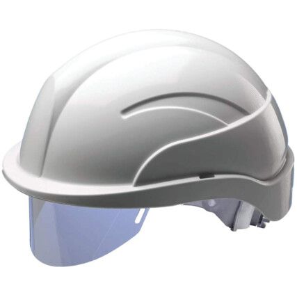 Vision Plus, Safety Helmet, White, ABS, Vented, Reduced Peak, Includes Side Slots