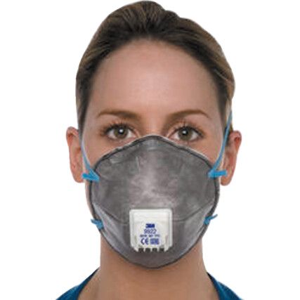 9922 Disposable Mask, Valved, Grey/Blue, FFP2, Filters Vapour, Pack of 10