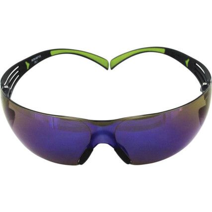 Wraparound Safety Glasses, Blue Mirror Lens, Black/Green Frame, Anti-Fog/Anti-Mist/Scratch-resistant/UV-resistant