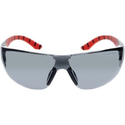 Stream, Safety Glasses, Grey Lens, Wraparound, Black/Red Frame, Anti-Fog/Scratch-resistant