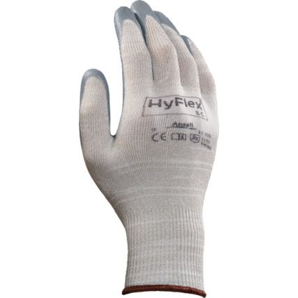 11-100 HyFlex® Mechanical Hazard Gloves, Grey, Nylon Liner, Nitrile Coating, EN388: 2016, 2, 1, 3, 1, A, Size 9