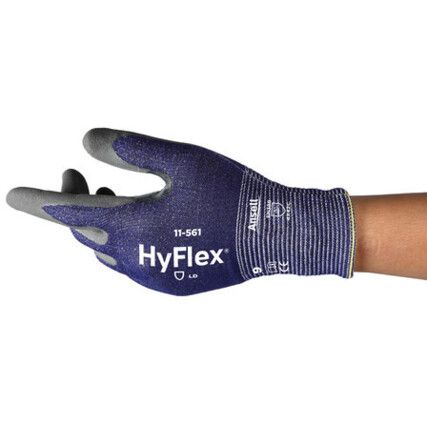11-561 HyFlex, Cut Resistant Gloves, Grey, EN388: 2016, 4, X, 2, 4, C, Nitrile Palm, Basalt Fibre Thread/HPPE/Nylon/Spandex, Size 8