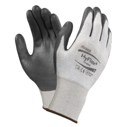 11-624 HyFlex Advanced Cut Resistant Gloves, Black/White, EN388: 2016, 4, X, 4, 2, B, PU Palm, Nylon, Size 7