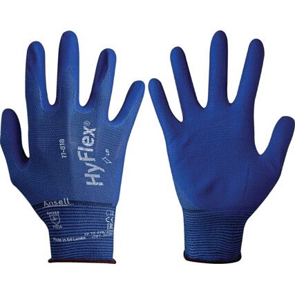 11-818 HyFlex® Fortix Mechanical Hazard Gloves, Blue, Nylon Liner, Nitrile Coating, EN388: 2016, 3, 1, 2, 1, A, Size 8