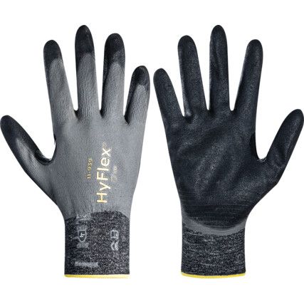 11-949 HyFlex Cut Resistant Gloves, Black/Grey, EN388: 2016, 4, X, 4, 2, B, Nitrile Dyneema, Size 9