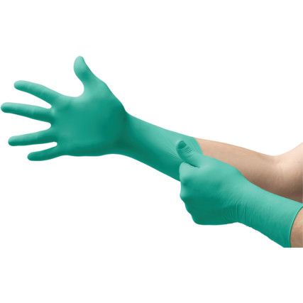 Dermashield 73-711 Disposable Gloves, Green, Neoprene, 7.08mil Thickness, Powder Free, Size 8, 1 Pair