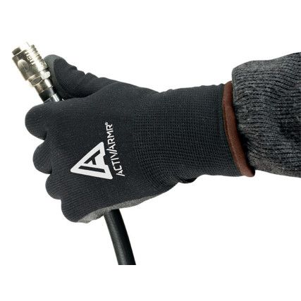 97-631 ActivArmr Cold Resistant Gloves, Black, Acrylic/Nylon Liner, PVC Coating, Size 8