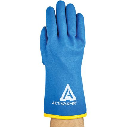97-681 ActivArmr Cold Resistant Gloves, Blue, Acrylic/Nylon Liner, PVC Coating, Size 8
