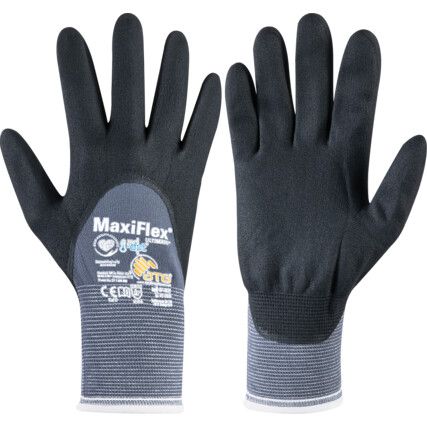42875 MaxiFlex Ultimate, General Handling Gloves, Black/Grey, NBR Coating, Nylon/Spandex Liner, Size 9